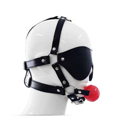 Da Gag Blindfold Bondage Hot Mouth Hollow bóng đen PU da Blindfold