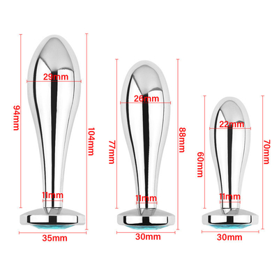 Phích cắm hậu môn bằng kim loại đen dành cho phụ nữ, Đồ chơi tình dục bằng đá quý màu xanh và âm đạo