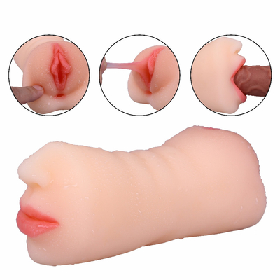 3 Trong 1 Nam Masturbator Túi Thực Tế Âm Hộ Đôi Kết Thúc Đồ Chơi Tình Dục Nam Có Miệng Lưỡi Họa Tiết Âm Đạo &amp; Chặt Hậu Môn