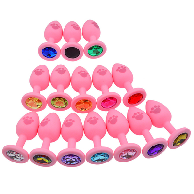 Đồ chơi tình dục người lớn Silicone y tế Hậu môn Cắm mông bằng đá quý bằng nhựa đầy màu sắc