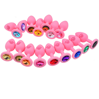 Đồ chơi tình dục người lớn Silicone y tế Hậu môn Cắm mông bằng đá quý bằng nhựa đầy màu sắc