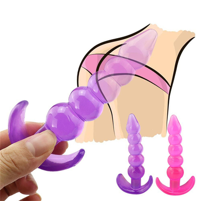 Bumpy Delight Anal Plug Màu tím linh hoạt không thấm nước cao su TPE Mông cắm với các hạt hậu môn tăng dần mịn