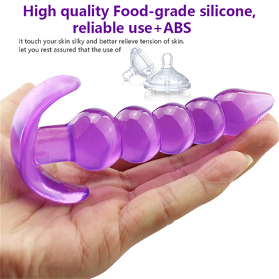 Bumpy Delight Anal Plug Màu tím linh hoạt không thấm nước cao su TPE Mông cắm với các hạt hậu môn tăng dần mịn