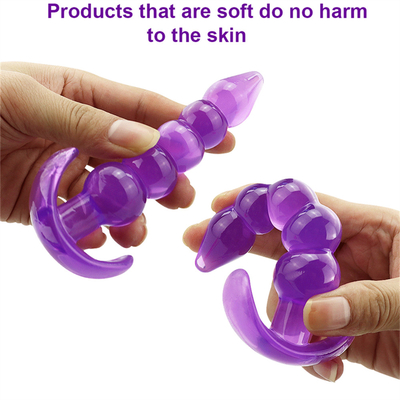 Bumpy Delight Anal Plug Màu tím linh hoạt không thấm nước cao su TPE Mông cắm với các hạt hậu môn tăng dần mịn