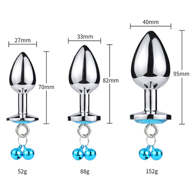 Đồ chơi tình dục hậu môn Plug Butt Stainless Steel Crystal 3pcs Set Metal Anal Plug with Bell