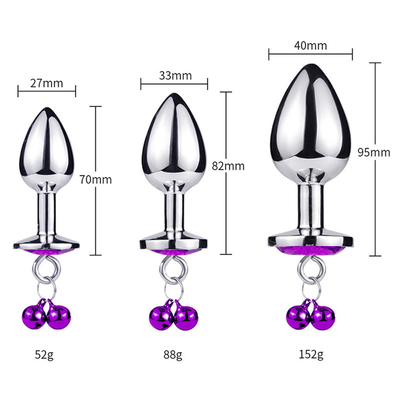 Đồ chơi tình dục hậu môn Plug Butt Stainless Steel Crystal 3pcs Set Metal Anal Plug with Bell