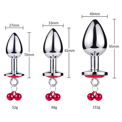Đồ chơi tình dục hậu môn Plug Butt Stainless Steel Crystal 3pcs Set Metal Anal Plug with Bell