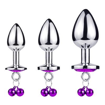 Đồ chơi tình dục hậu môn Plug Butt Stainless Steel Crystal 3pcs Set Metal Anal Plug with Bell