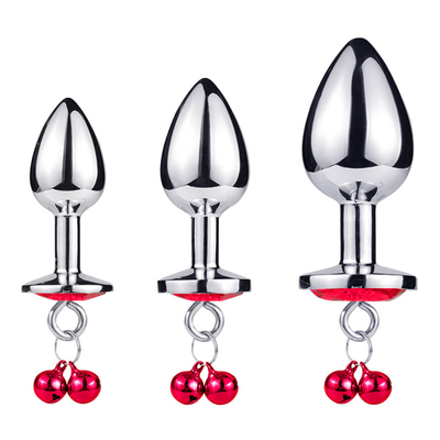 Đồ chơi tình dục hậu môn Plug Butt Stainless Steel Crystal 3pcs Set Metal Anal Plug with Bell