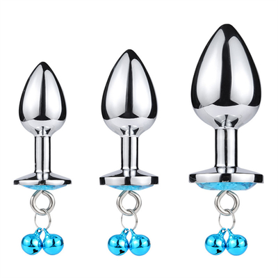 Đồ chơi tình dục hậu môn Plug Butt Stainless Steel Crystal 3pcs Set Metal Anal Plug with Bell