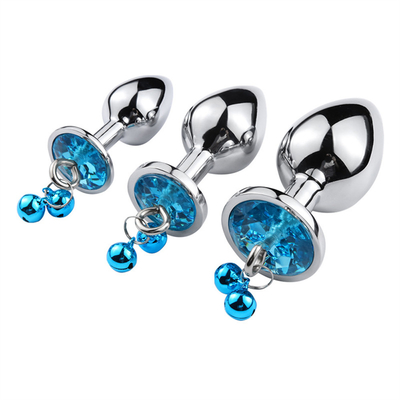 Đồ chơi tình dục hậu môn Plug Butt Stainless Steel Crystal 3pcs Set Metal Anal Plug with Bell