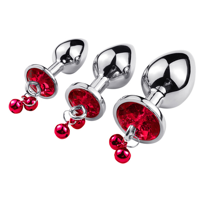 Đồ chơi tình dục hậu môn Plug Butt Stainless Steel Crystal 3pcs Set Metal Anal Plug with Bell