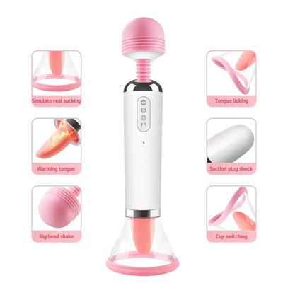 Dual Heed AV Wand Lưỡi licking Suction Vibrator Pussy Vagina Massage nữ thủ dâm Vibrator