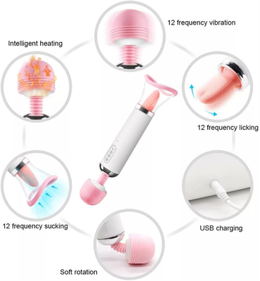 Dual Heed AV Wand Lưỡi licking Suction Vibrator Pussy Vagina Massage nữ thủ dâm Vibrator