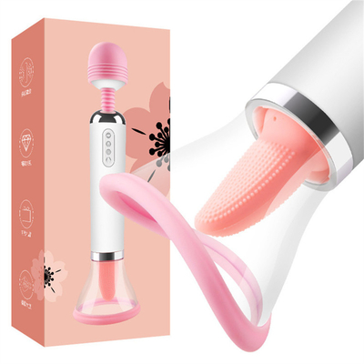 Dual Heed AV Wand Lưỡi licking Suction Vibrator Pussy Vagina Massage nữ thủ dâm Vibrator