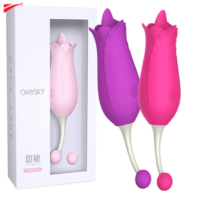 Double Heads Rose Vibrator Nipple Clitoral Stimulation Massage Vibrator Lưỡi licking Pussy Vibrator Sex Toy Đối với phụ nữ