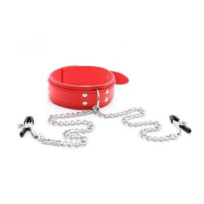 Đeo cổ áo da mới với núm vú Clamp Clip Chain cặp đôi SM đồ chơi tình dục cho phụ nữ Sex Tools cặp vợ chồng trò chơi người lớn