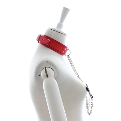 Đeo cổ áo da mới với núm vú Clamp Clip Chain cặp đôi SM đồ chơi tình dục cho phụ nữ Sex Tools cặp vợ chồng trò chơi người lớn