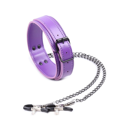 Đeo cổ áo da mới với núm vú Clamp Clip Chain cặp đôi SM đồ chơi tình dục cho phụ nữ Sex Tools cặp vợ chồng trò chơi người lớn