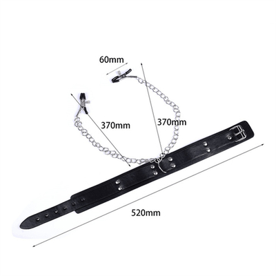 Đeo cổ áo da mới với núm vú Clamp Clip Chain cặp đôi SM đồ chơi tình dục cho phụ nữ Sex Tools cặp vợ chồng trò chơi người lớn