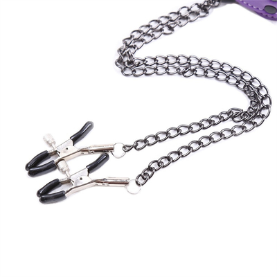 Đeo cổ áo da mới với núm vú Clamp Clip Chain cặp đôi SM đồ chơi tình dục cho phụ nữ Sex Tools cặp vợ chồng trò chơi người lớn