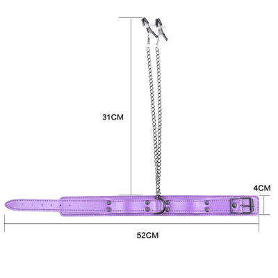 Đeo cổ áo da mới với núm vú Clamp Clip Chain cặp đôi SM đồ chơi tình dục cho phụ nữ Sex Tools cặp vợ chồng trò chơi người lớn