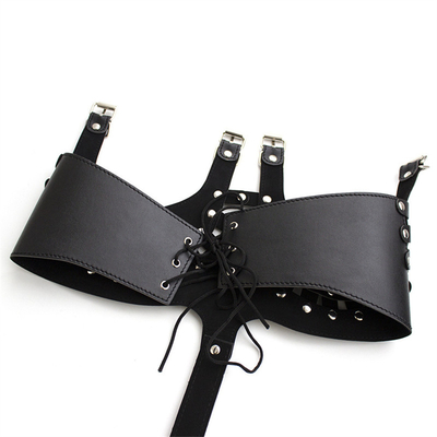 Phụ nữ Đen BDSM Bondage Da Nhảy Open Bra Backless Lingerie Set