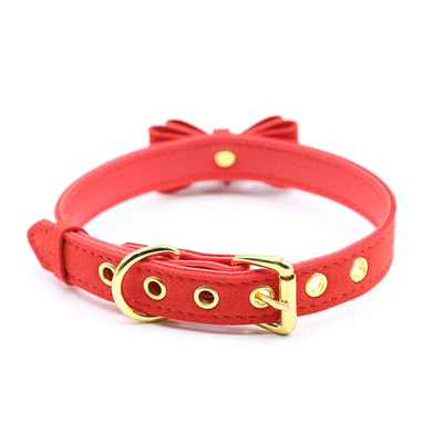 Đồ chơi tình dục cho người lớn Pink Dog Bell Bowknot Golden Hole Soft Leather Pin Buckle Neck Sleeve Black Neck Sleeve Collar