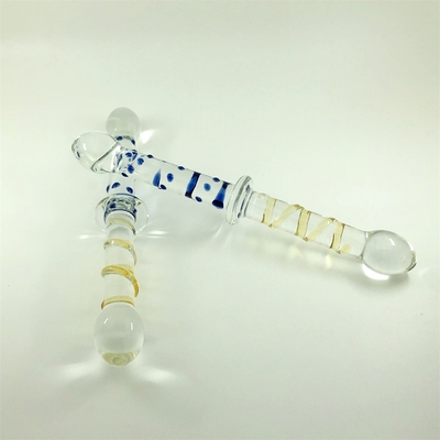 Colorful Glass dildo Double head glass dildos Anal butt plug large pyrex glass dildo cho phụ nữ