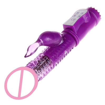 Động lực có thể sạc lại xoay G Spot Dildo Gái đực đôi Thỏ âm đạo tình dục Vibrator cho phụ nữ