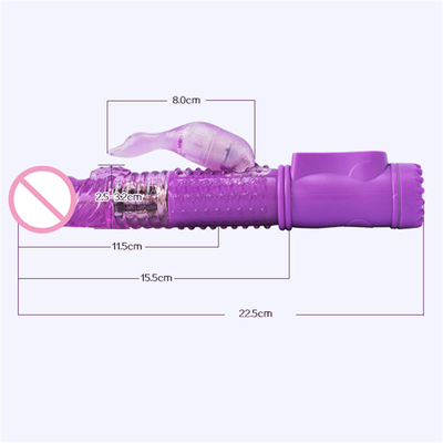 Động lực có thể sạc lại xoay G Spot Dildo Gái đực đôi Thỏ âm đạo tình dục Vibrator cho phụ nữ