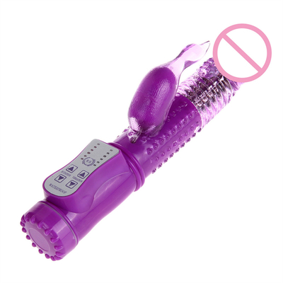 Động lực có thể sạc lại xoay G Spot Dildo Gái đực đôi Thỏ âm đạo tình dục Vibrator cho phụ nữ