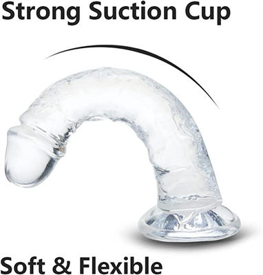 Realist Jelly Dildo cho người mới bắt đầu, 7 inch Crystal G-Spot Dildos, Flexible Penis Cock with Suction Cup for Hand Free Pl