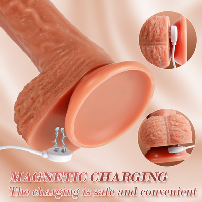 Đồ tình thực tế cho phụ nữ với cơ sở cốc hút lớn hơn Thịt mềm mại với trục cong và quả bóng cho âm đạo điểm G và A