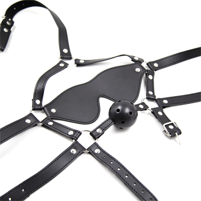 Bóng da bóng đeo mặt nạ mặt nạ mặt nạ mắt dây chuyền miệng mở BDSM nô lệ