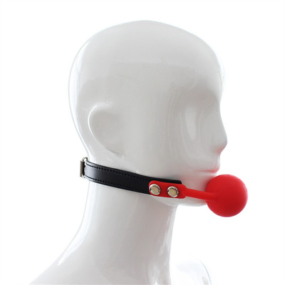 Khóa đồ chơi trò chơi dành cho người lớn Fetish Silicone miệng Gag Ball Pu Da Bondage Restraints Hồng Đỏ Màu đen