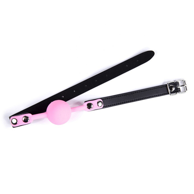 Khóa đồ chơi trò chơi dành cho người lớn Fetish Silicone miệng Gag Ball Pu Da Bondage Restraints Hồng Đỏ Màu đen