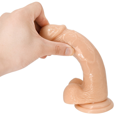Dildos thực tế cảm thấy như da tinh khiết Dildos với cốc hút để chơi không tay