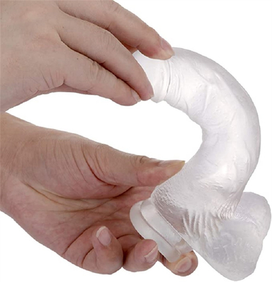 Dildos thực tế cảm thấy như da tinh khiết Dildos với cốc hút để chơi không tay
