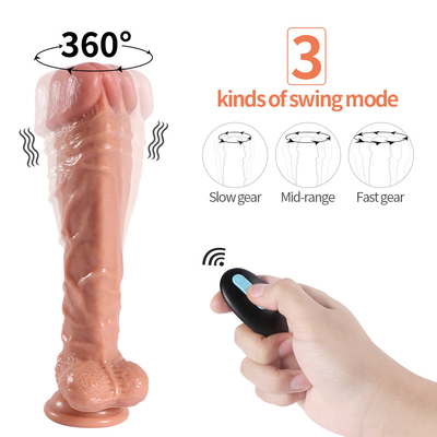Dương vật giả thực tế xoay 10 "PVC, Máy mát xa rung điểm G âm vật cho phụ nữ