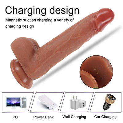 Telescopic Vibrating Thrusting Realist Dildo Phụ nữ thủ dâm với cốc hút nước nóng dương vật điều khiển từ xa
